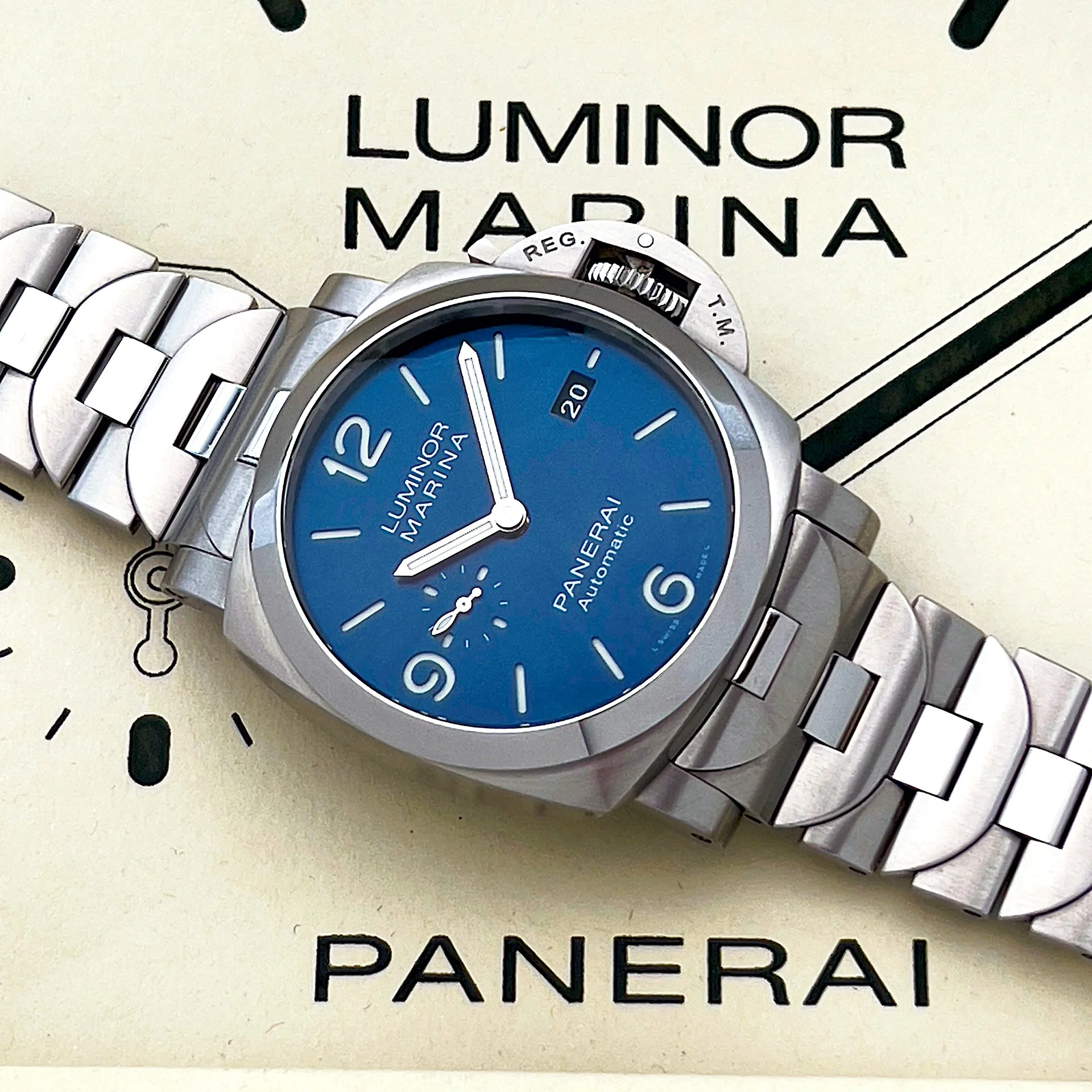 Panerai Watch For Men - Luminor Marina Specchio Blu, 44 mm, Steel Bracelet