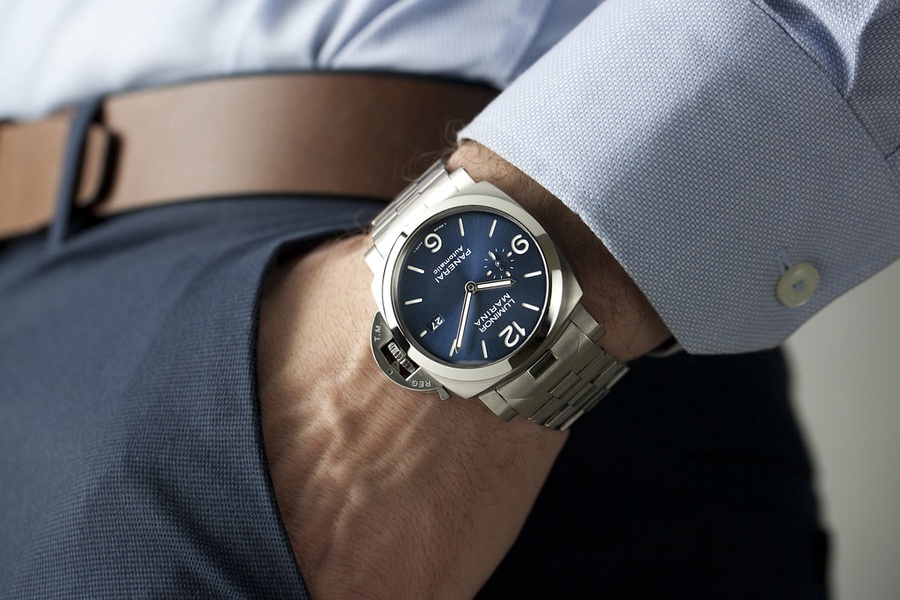 Panerai Watch For Men - Luminor Marina Specchio Blu, 44 mm, Steel Bracelet