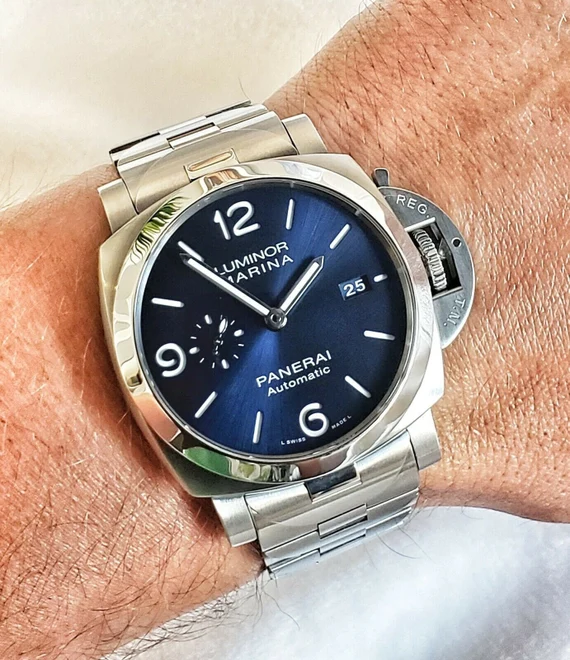 Panerai Watch For Men - Luminor Marina Specchio Blu, 44 mm, Steel Bracelet