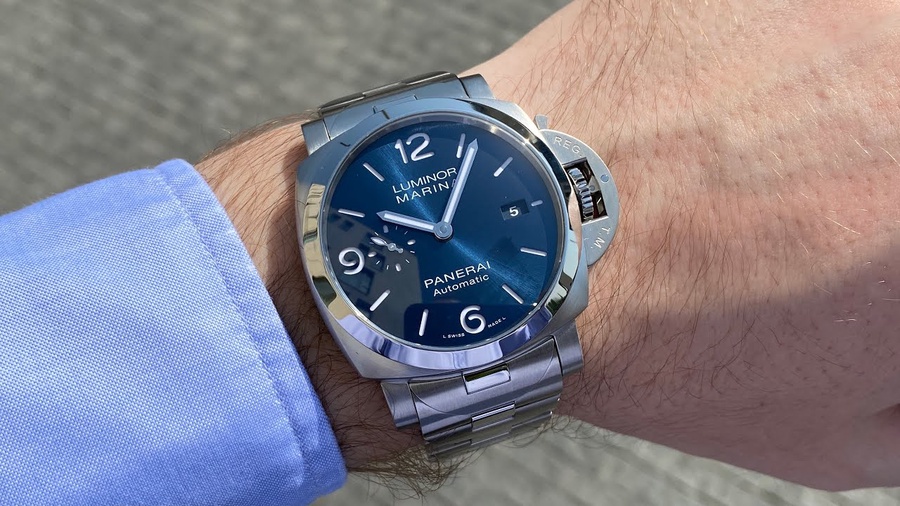 Panerai Watch For Men - Luminor Marina Specchio Blu, 44 mm, Steel Bracelet