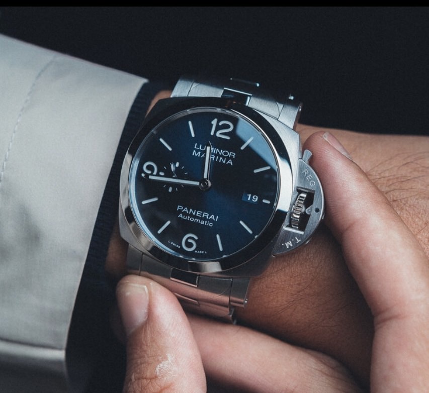 Panerai Watch For Men - Luminor Marina Specchio Blu, 44 mm, Steel Bracelet