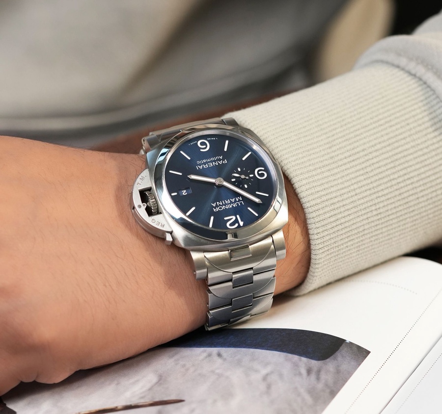 Panerai Watch For Men - Luminor Marina Specchio Blu, 44 mm, Steel Bracelet