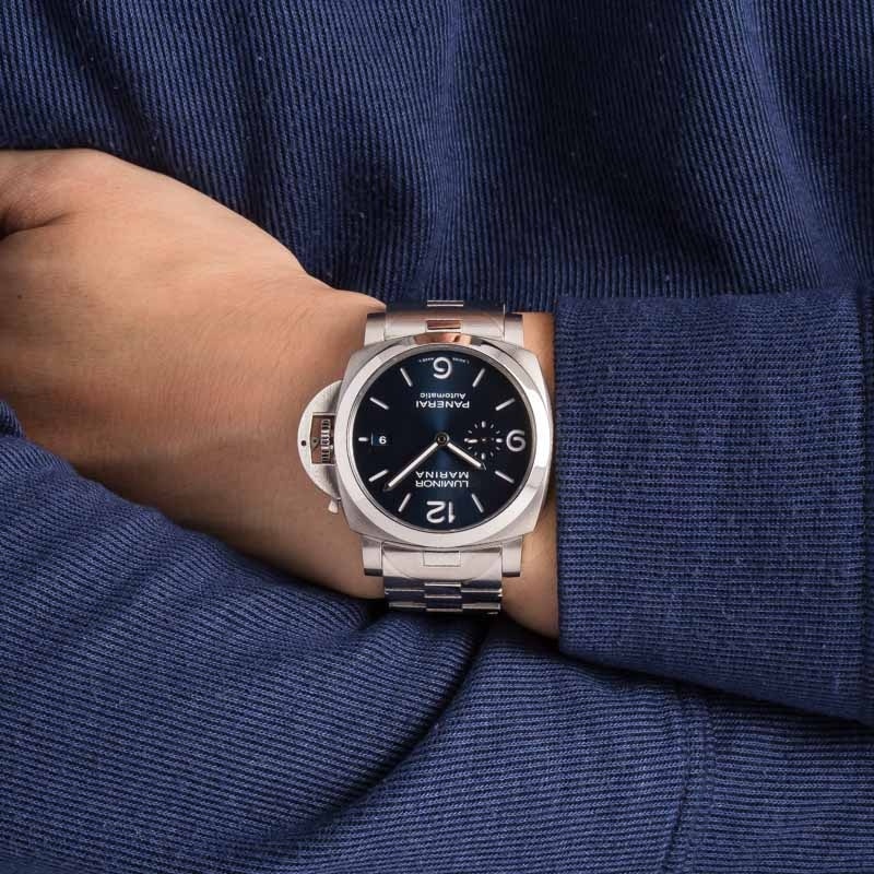 Panerai Watch For Men - Luminor Marina Specchio Blu, 44 mm, Steel Bracelet
