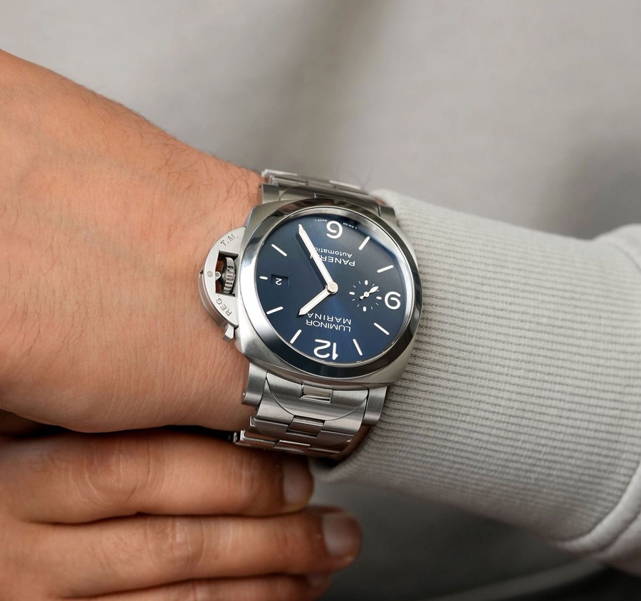Panerai Watch For Men - Luminor Marina Specchio Blu, 44 mm, Steel Bracelet