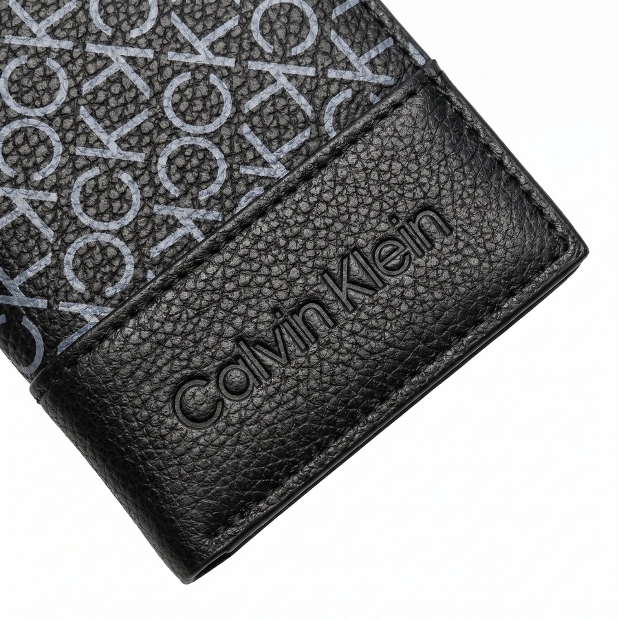 Calvin Klein Men's Wallet - Grey Printed Monogram Leather Wallet