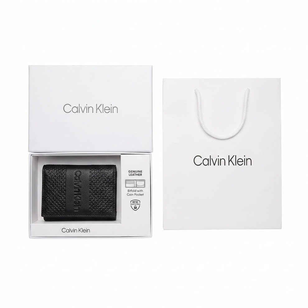Calvin Klein Men's Wallet - Monogram Embossed Leather Wallet