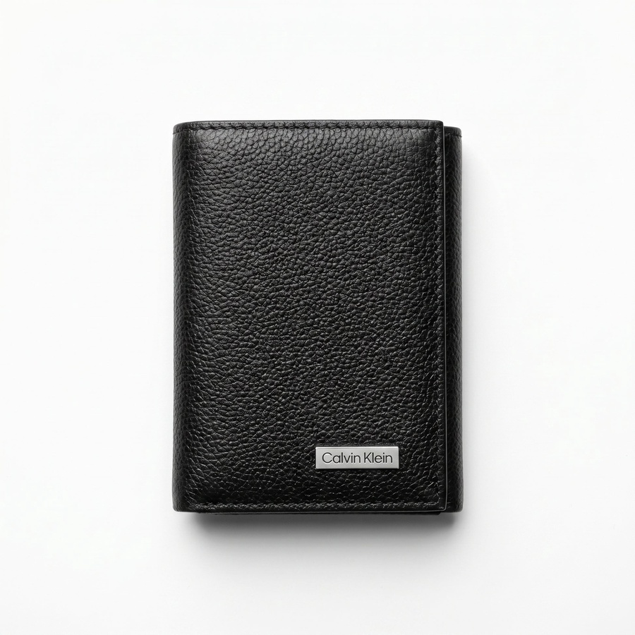 Calvin Klein Men's Wallet - Pebbled Leather Trifold Wallet Black