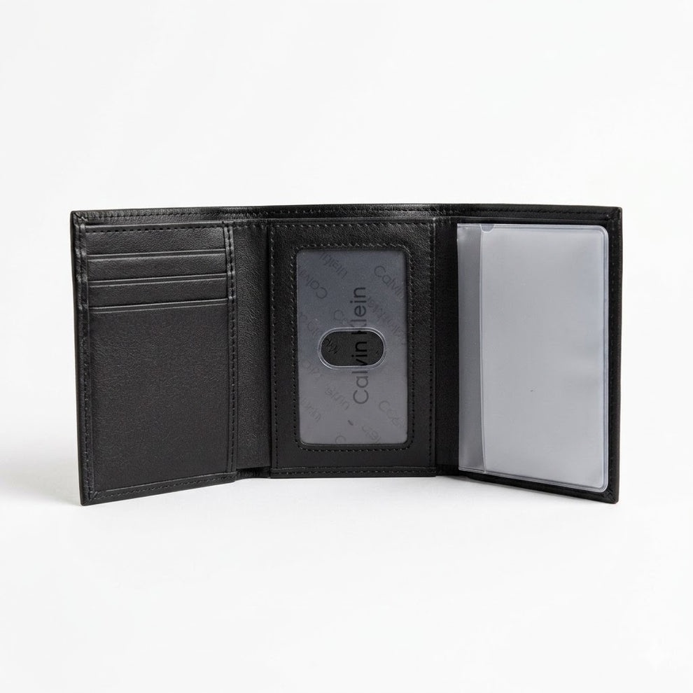 Calvin Klein Men's Wallet - Pebbled Leather Trifold Wallet Black