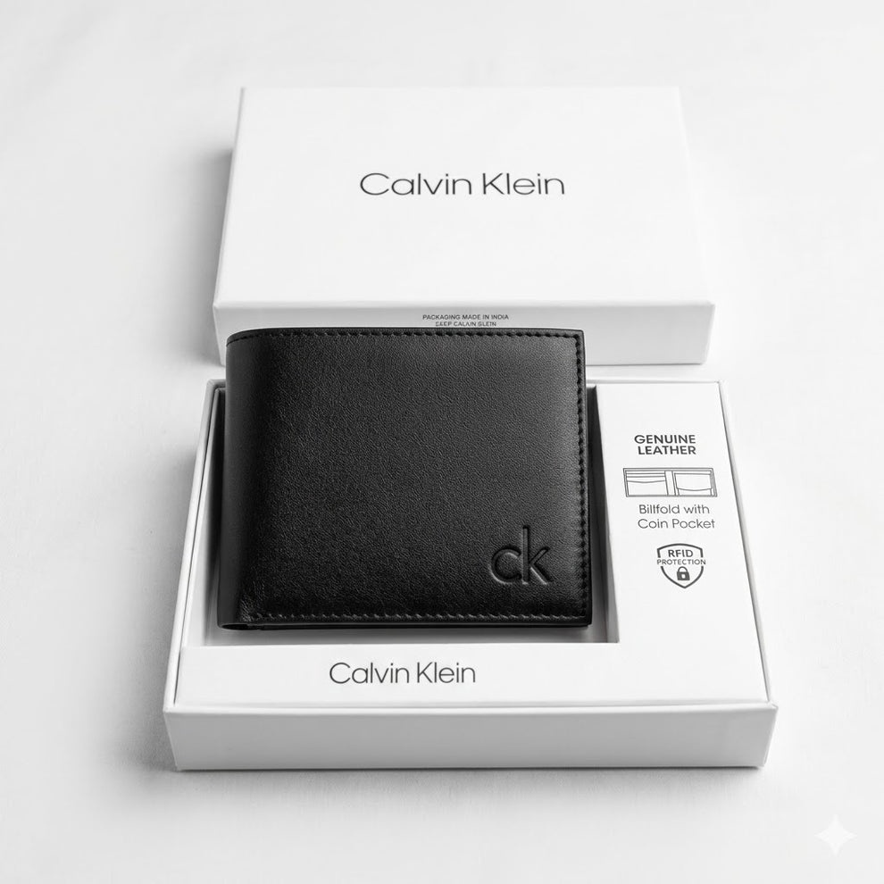 Calvin Klein Men's Wallet - Smooth Leather Bifold Wallet Black