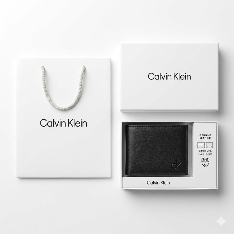 Calvin Klein Men's Wallet - Smooth Leather Bifold Wallet Black