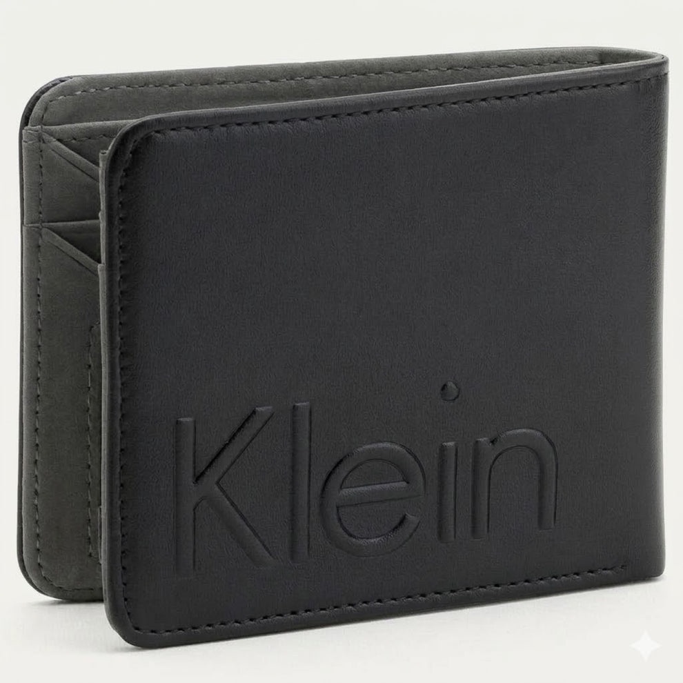 Calvin Klein Men's Wallet - Smooth Leather Bifold Wallet Black Grey