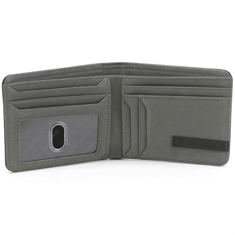 Calvin Klein Men's Wallet - Smooth Leather Bifold Wallet Black Grey