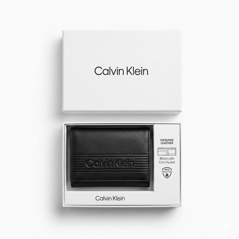 Calvin Klein Men's Wallet - Smooth Leather Trifold Linear Wallet