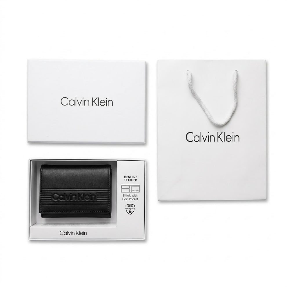 Calvin Klein Men's Wallet - Smooth Leather Trifold Linear Wallet