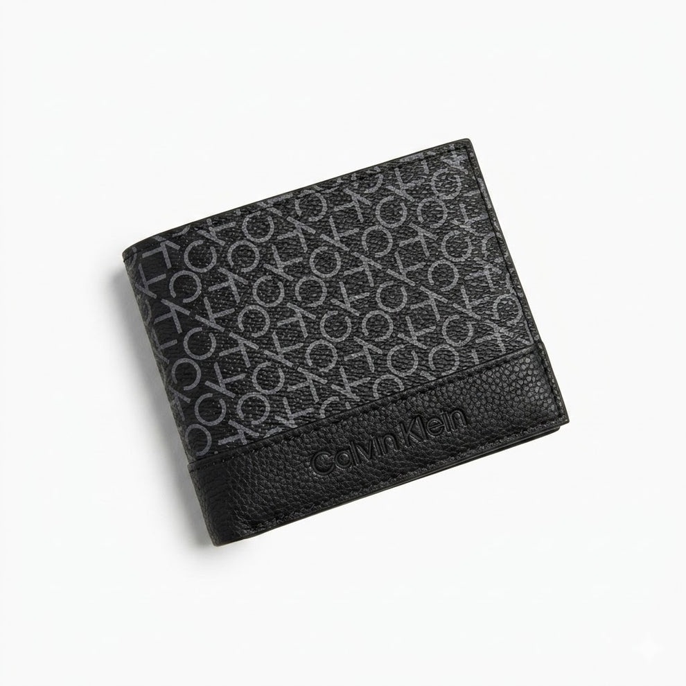 Calvin Klein Men's Wallet - Smooth Leather Trifold Metal Bar Wallet