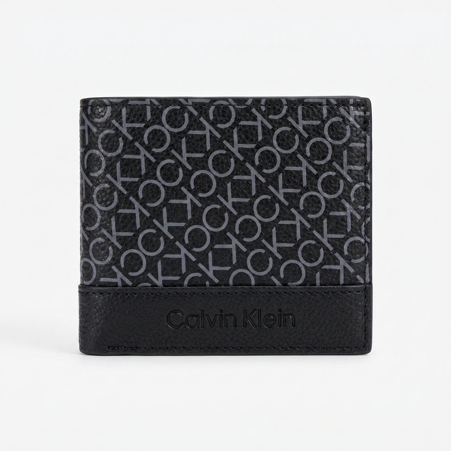 Calvin Klein Men's Wallet - Smooth Leather Trifold Metal Bar Wallet