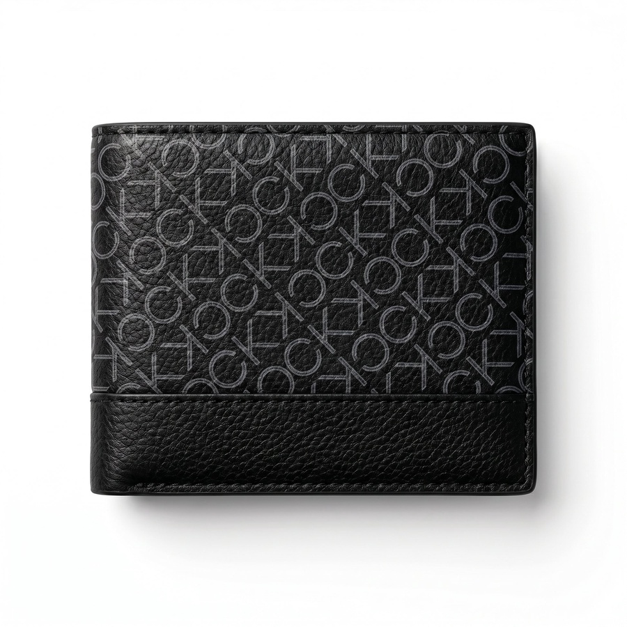 Calvin Klein Men's Wallet - Smooth Leather Trifold Metal Bar Wallet