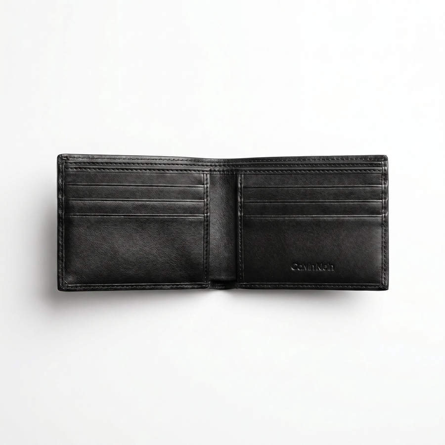 Calvin Klein Men's Wallet - Smooth Leather Trifold Metal Bar Wallet