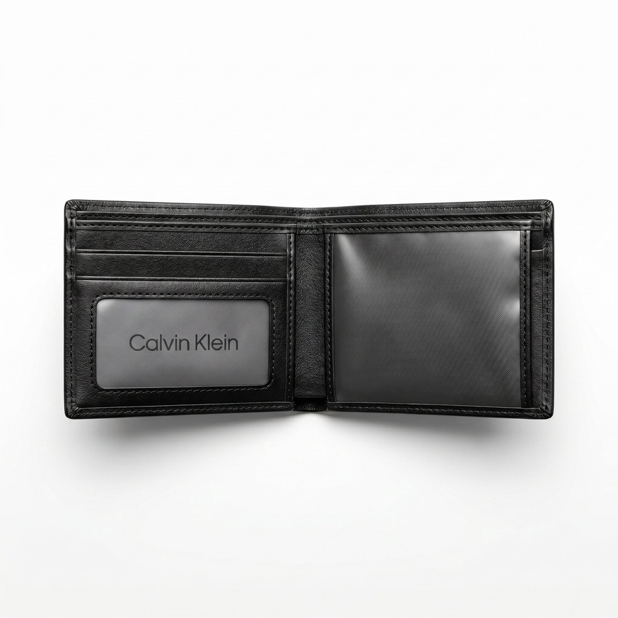 Calvin Klein Men's Wallet - Smooth Leather Trifold Metal Bar Wallet