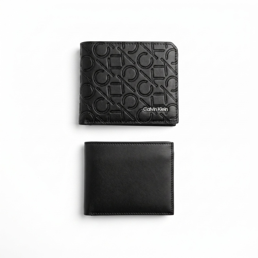 Calvin Klein Men's Wallet - Smooth Leather Wallet With Card Case Set Black