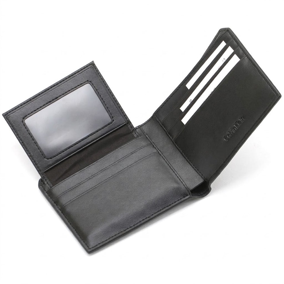 Calvin Klein Men's Wallet - Smooth Leather Wallet With Card Case Set Black
