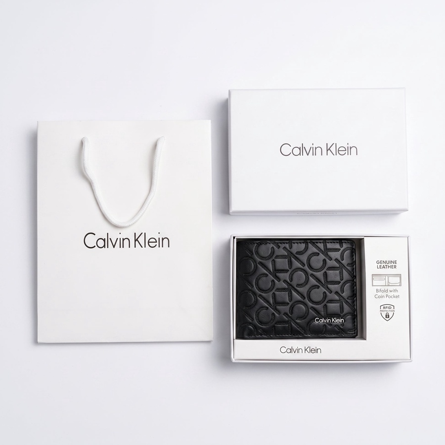 Calvin Klein Men's Wallet - Smooth Leather Wallet With Card Case Set Black