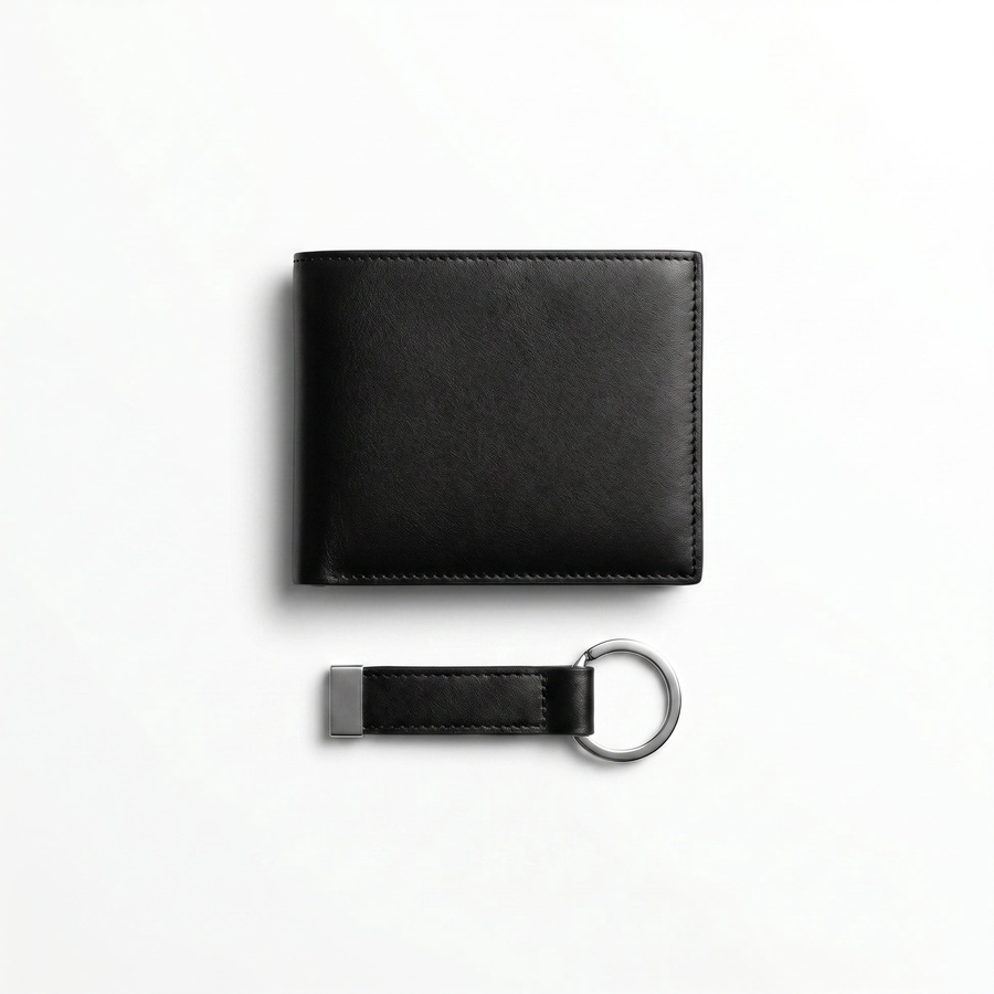 Calvin Klein Men's Wallet - Smooth Leather Wallet With Keychain Set Black
