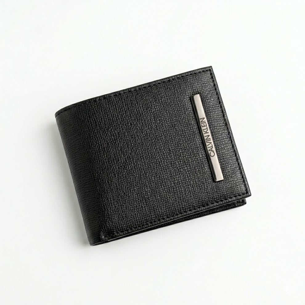 Calvin Klein Men's Wallet - Textured Leather Bifold Wallet Black