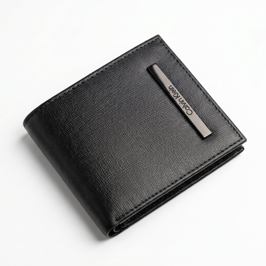Calvin Klein Men's Wallet - Textured Leather Bifold Wallet Black