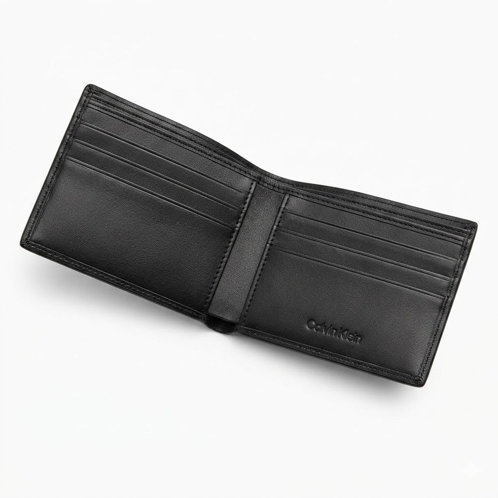 Calvin Klein Men's Wallet - Textured Leather Bifold Wallet Black