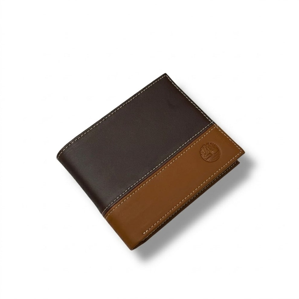 Timberland Men's Wallet - Smooth Leather Two Tone Bifold Wallet Dark Light