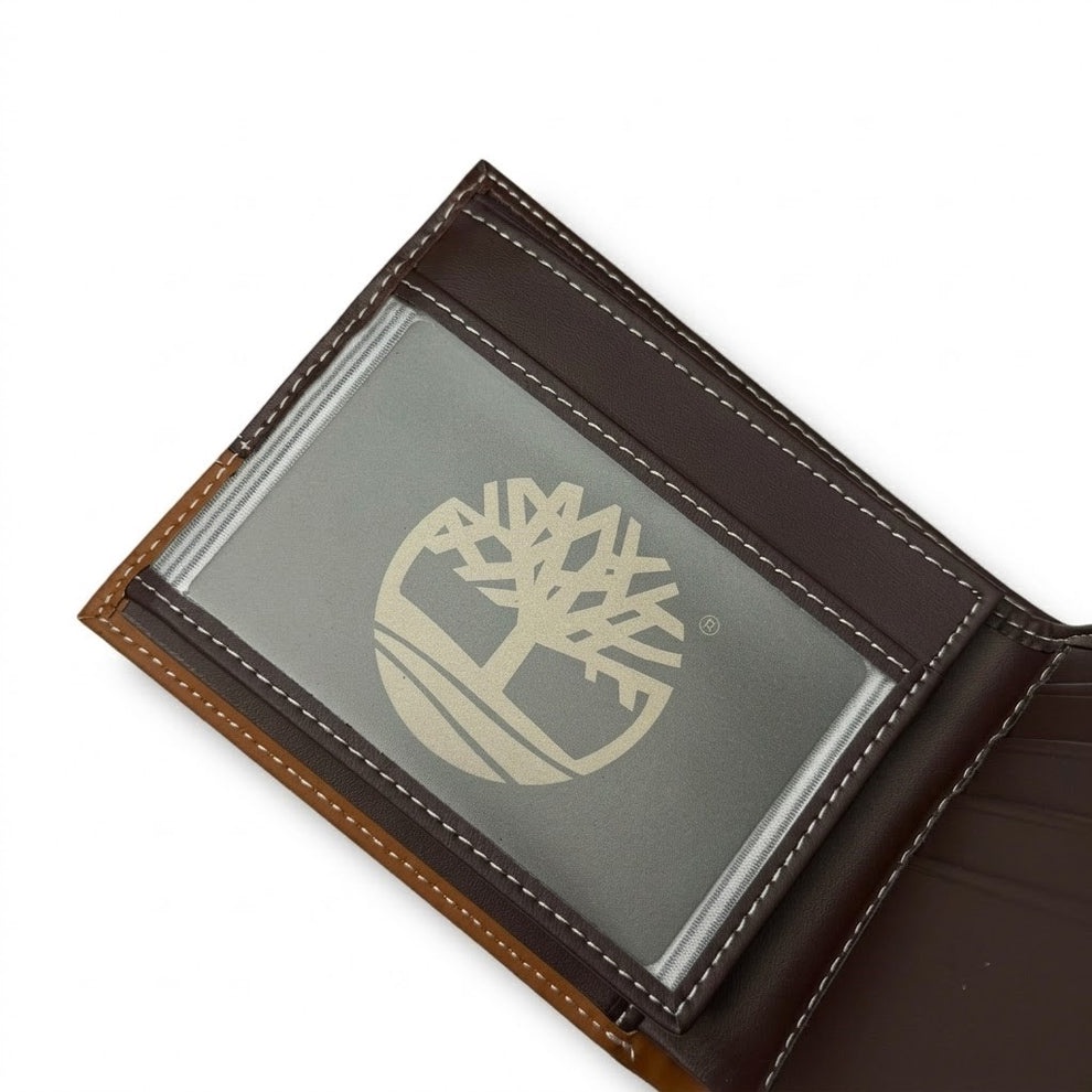Timberland Men's Wallet - Smooth Leather Two Tone Bifold Wallet Dark Light