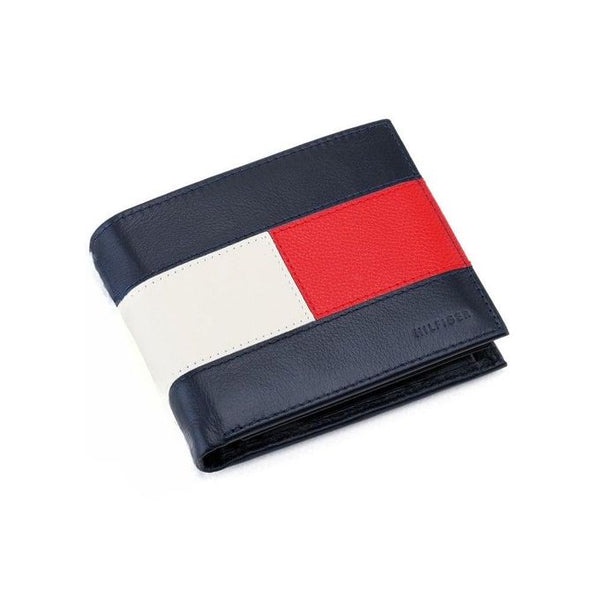 Tommy Hilfiger Men's Wallet - Big Flag Wallet Genuine Leather Coin Pocket