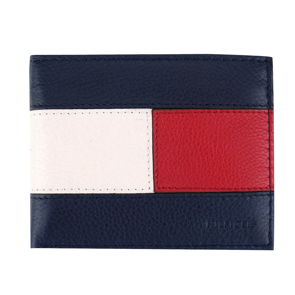 Tommy Hilfiger Men's Wallet - Big Flag Wallet Genuine Leather Coin Pocket