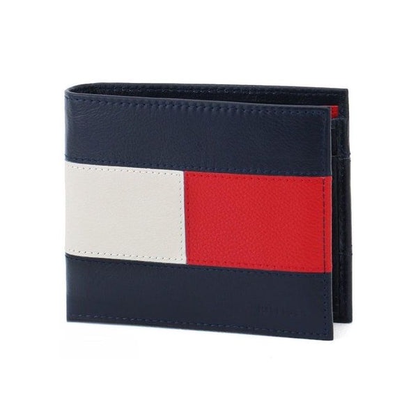 Tommy Hilfiger Men's Wallet - Big Flag Wallet Genuine Leather Coin Pocket