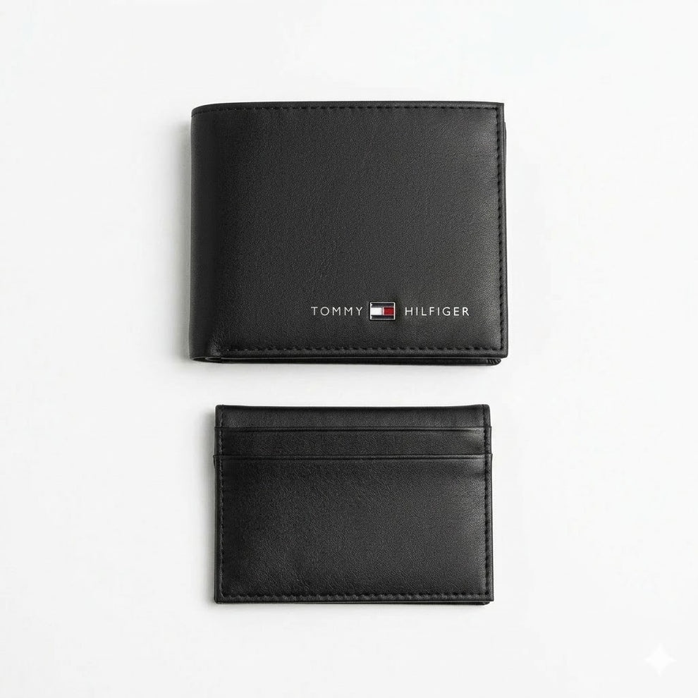 Tommy Hilfiger Men's Wallet - Leather Wallet With Card Case Set
