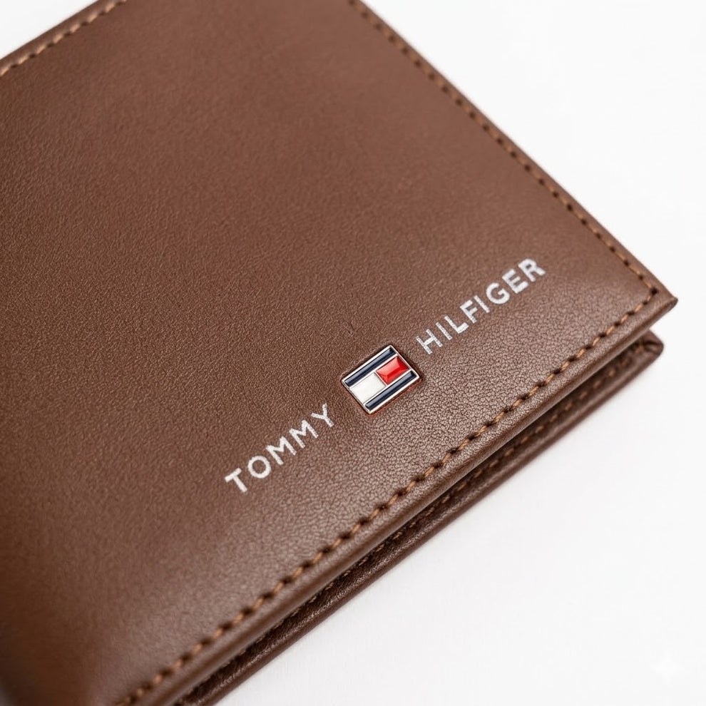 Tommy Hilfiger Men's Wallet - Leather Wallet With Card Case Set Brown