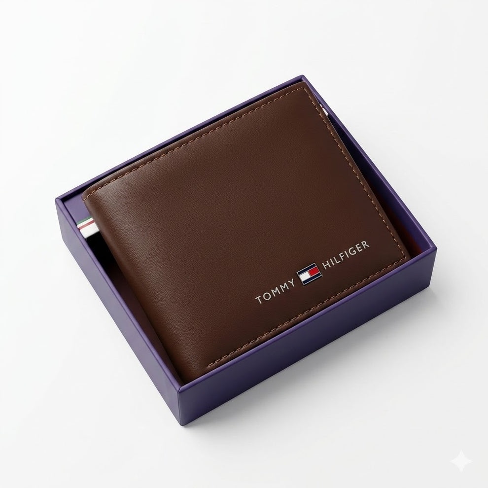 Tommy Hilfiger Men's Wallet - Leather Wallet With Card Case Set Brown