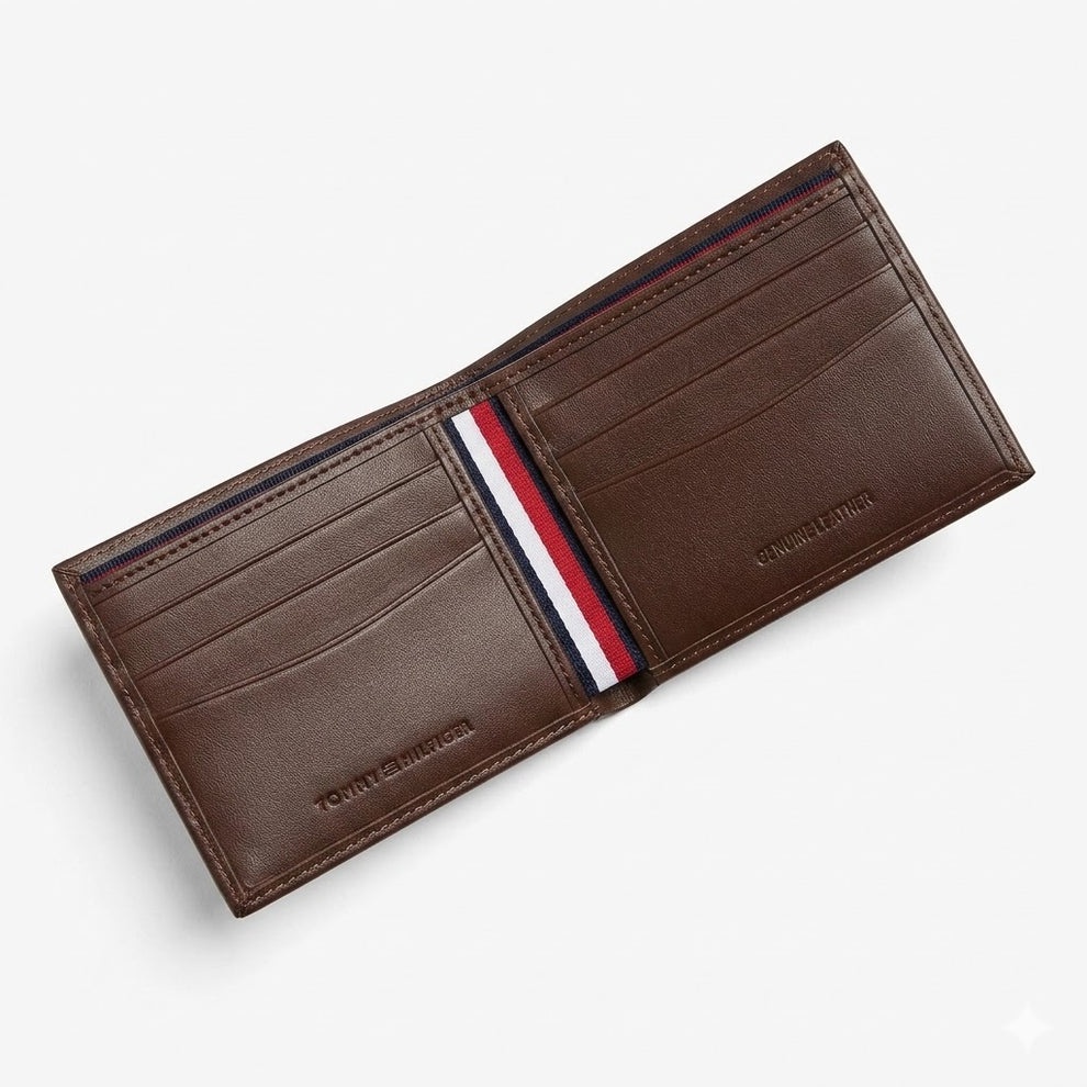 Tommy Hilfiger Men's Wallet - Leather Wallet With Card Case Set Brown