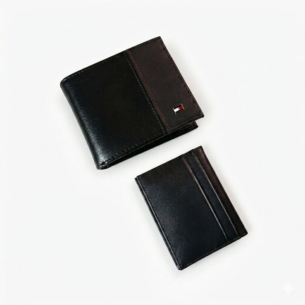 Tommy Hilfiger Men's Wallet - Reversible Black Brown Leather