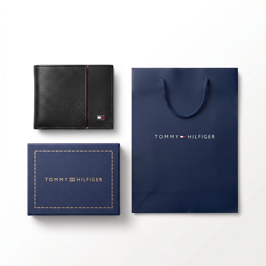 Tommy Hilfiger Men's Wallet - Reversible Black Brown Leather