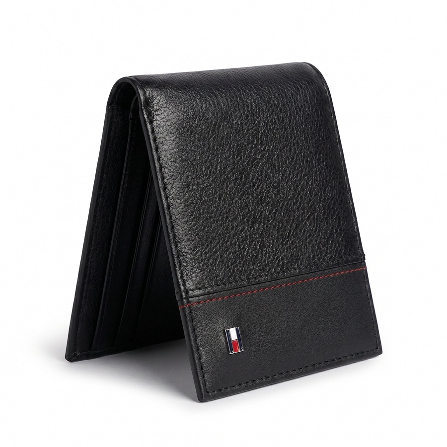 Tommy Hilfiger Men's Wallet - Reversible Black Brown Leather