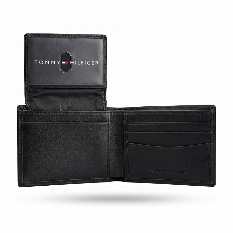 Tommy Hilfiger Men's Wallet - Reversible Black Brown Leather