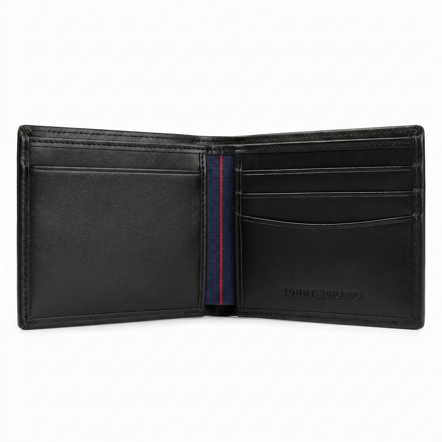 Tommy Hilfiger Men's Wallet - Smooth Leather Bifold Vertical Ribbon Wallet