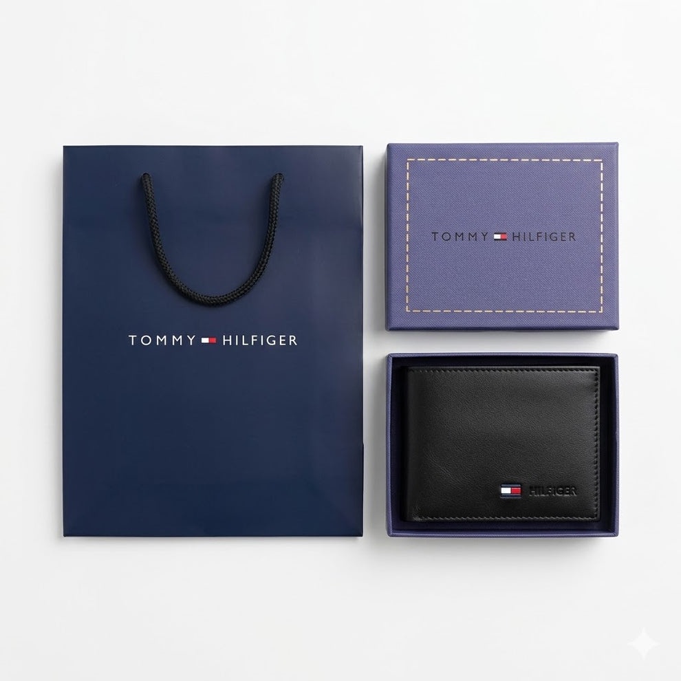 Tommy Hilfiger Men's Wallet - Smooth Leather Bifold Vertical Ribbon Wallet