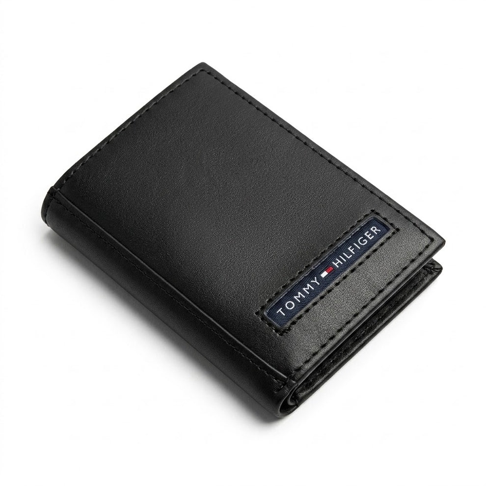 Tommy Hilfiger Men's Wallet - Smooth Leather Trifold Flag Logo Wallet