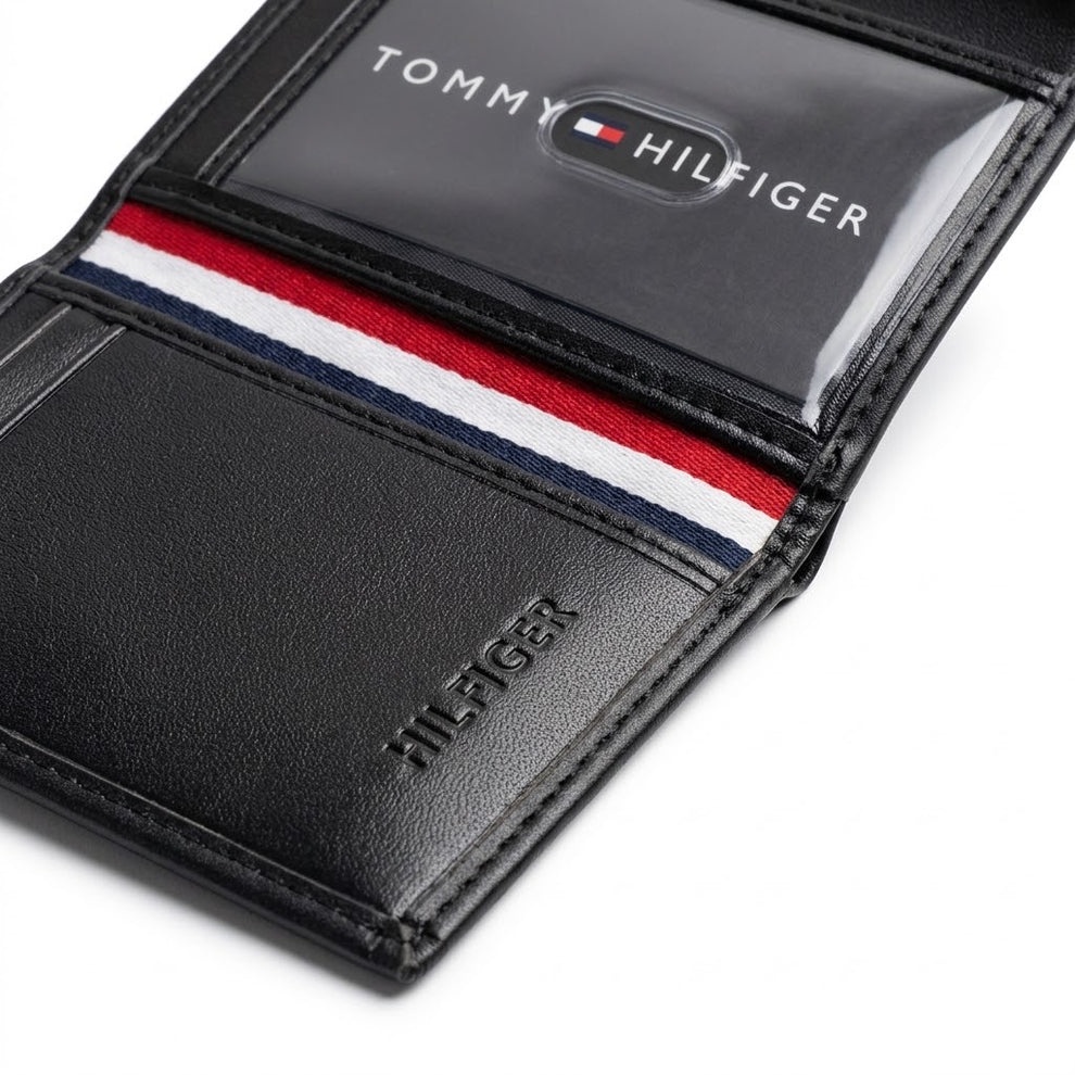 Tommy Hilfiger Men's Wallet - Smooth Leather Trifold Flag Logo Wallet
