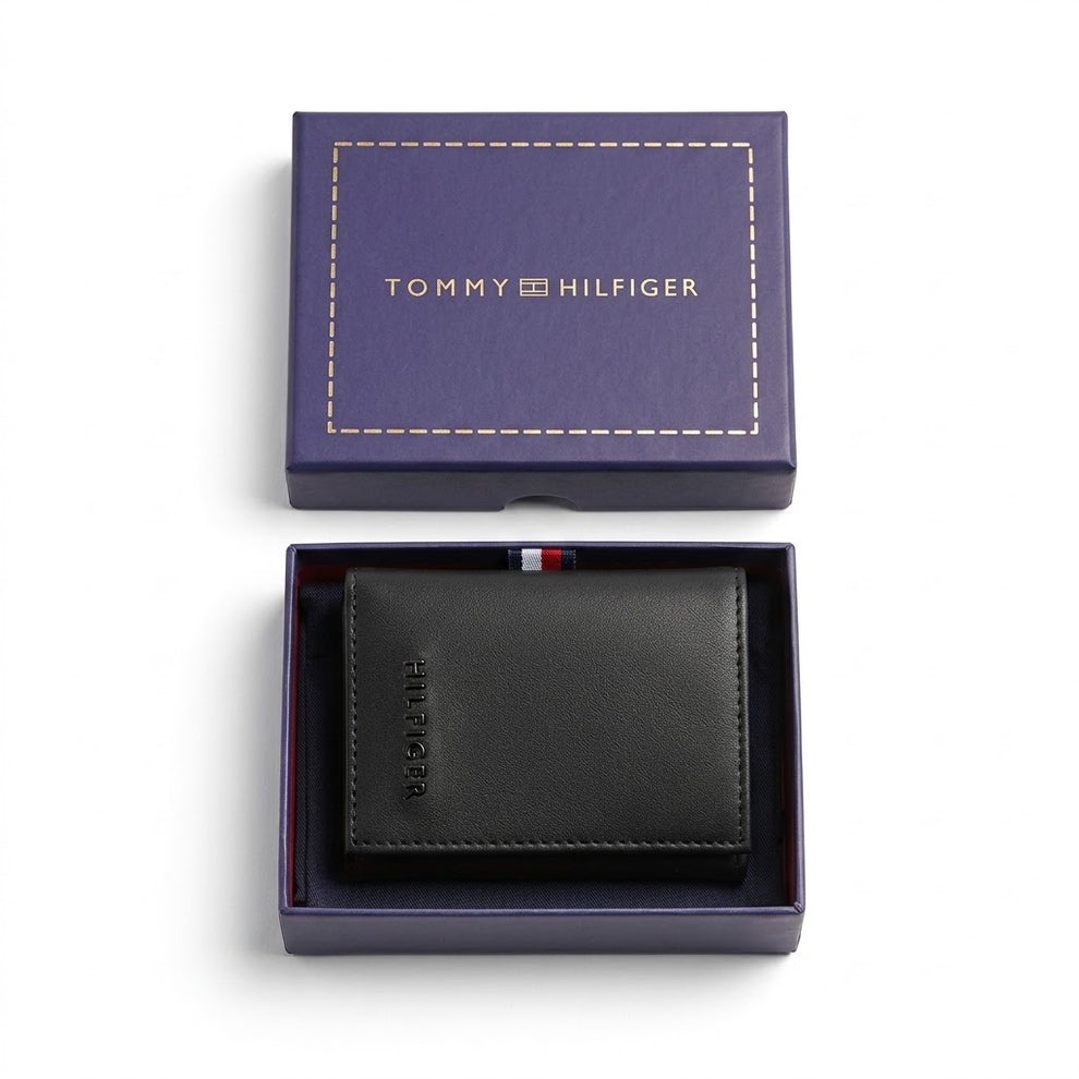 Tommy Hilfiger Men's Wallet - Smooth Leather Trifold Lettering Wallet