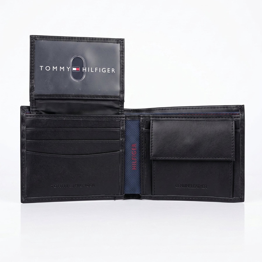 Tommy Hilfiger Men's Wallet - Smooth Leather Wallet Card Holder Set