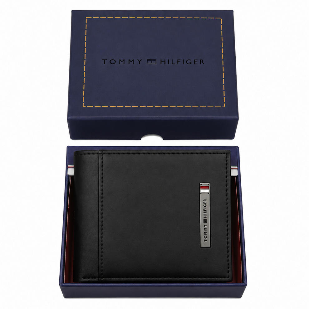 Tommy Hilfiger Men's Wallet - Smooth Leather Wallet Card Holder Set